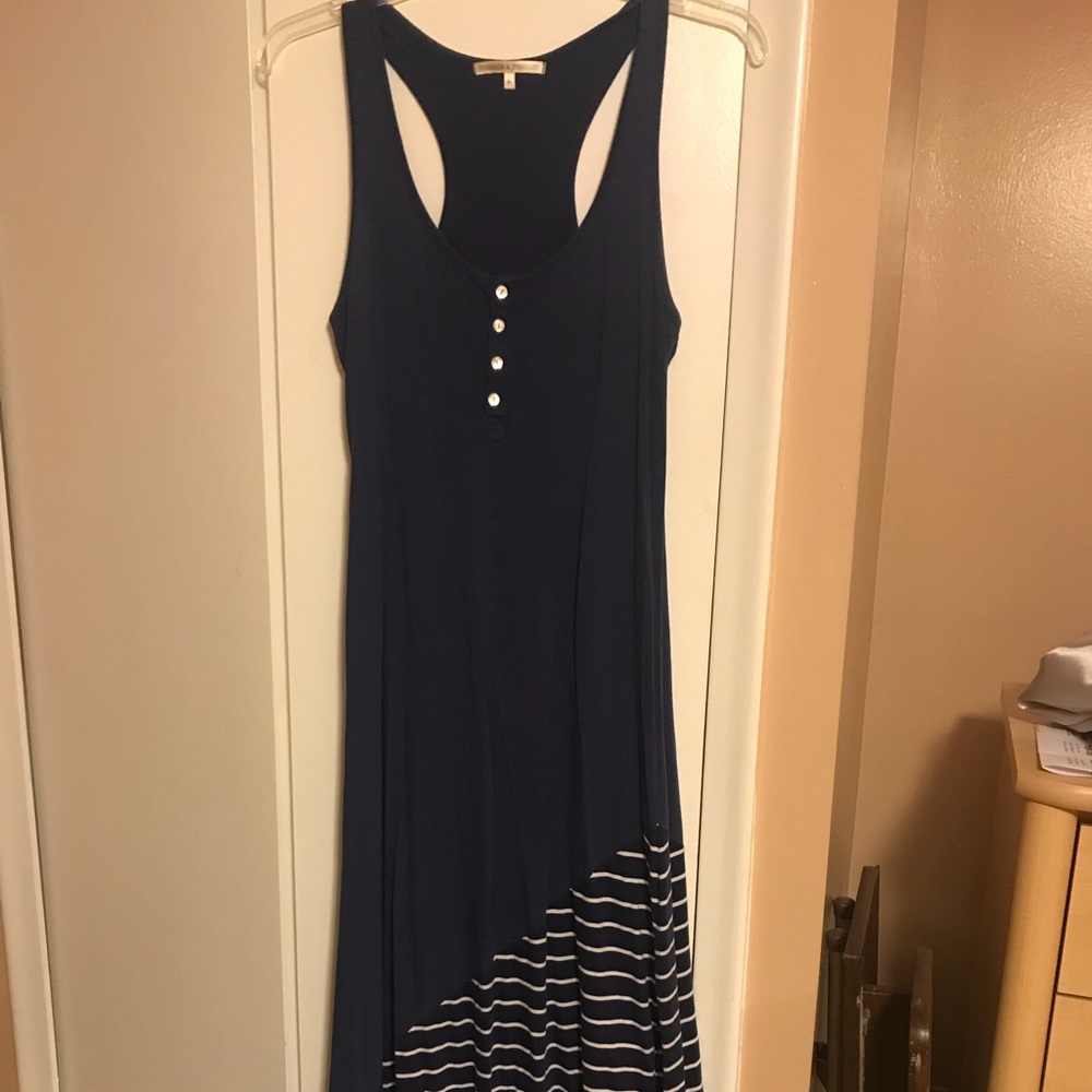 Threads 4 Thought Maxi Navy Blue and White Dress